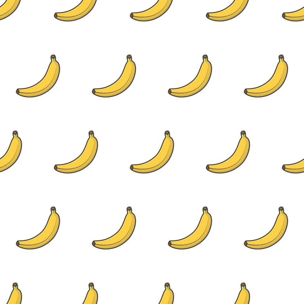 Fresh Banana Seamless Pattern On A White Background. Banana Fruit Vector Illustration