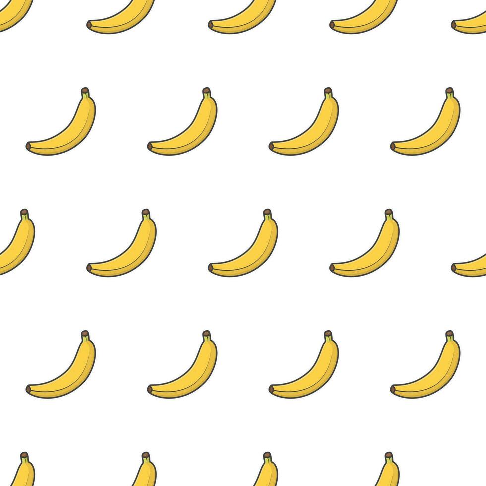 Fresh Banana Seamless Pattern On A White Background. Banana Fruit Vector Illustration