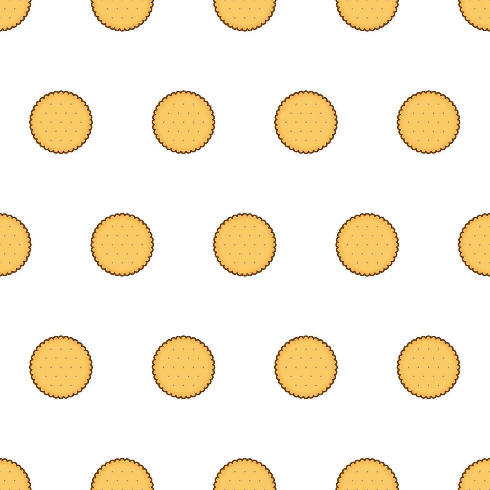 Cracker Biscuits Seamless Pattern On A White Background. Biscuit Theme Vector Illustration