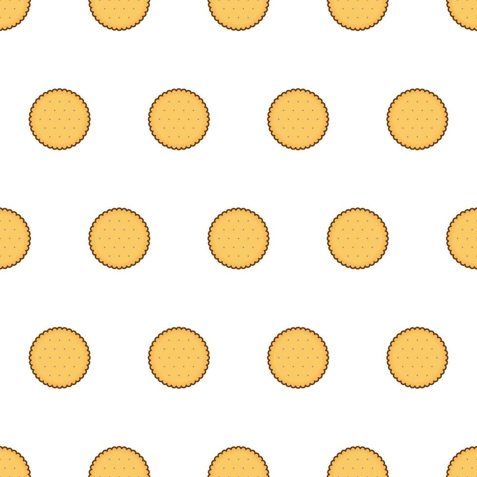 Cracker Biscuits Seamless Pattern On A White Background. Biscuit Theme Vector Illustration