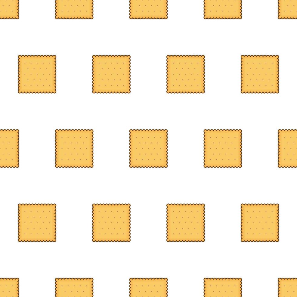Cracker Biscuits Seamless Pattern On A White Background. Biscuit Cookies Theme Vector Illustration