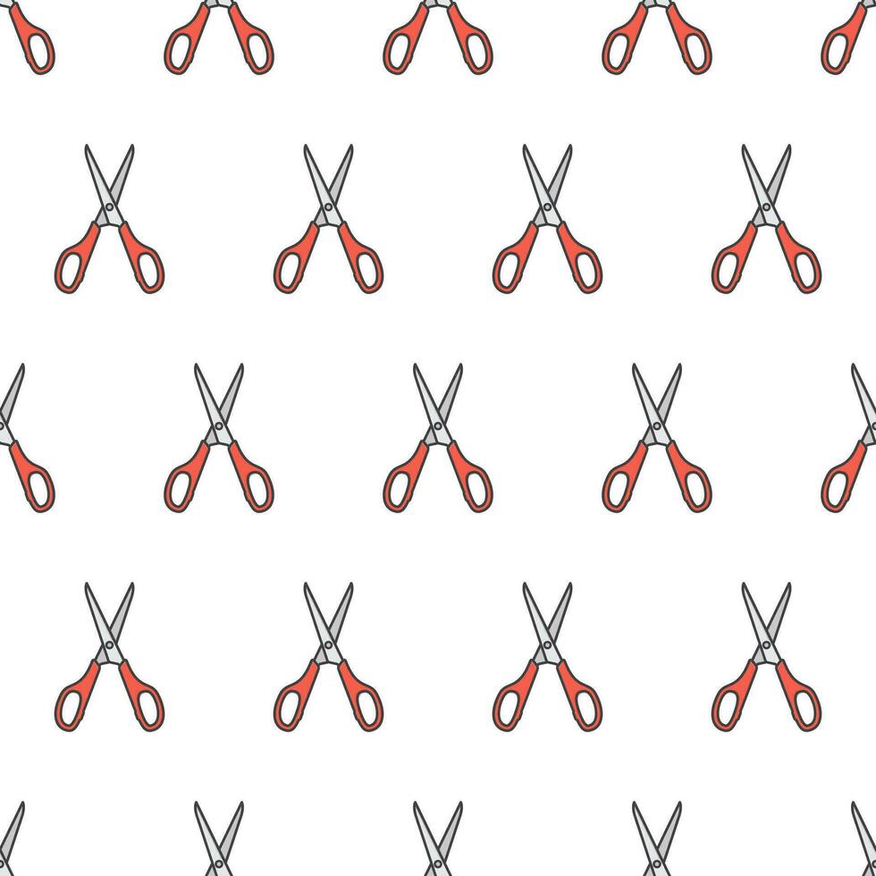Scissors Seamless Pattern On A White Background. Scissors Theme Vector Illustration