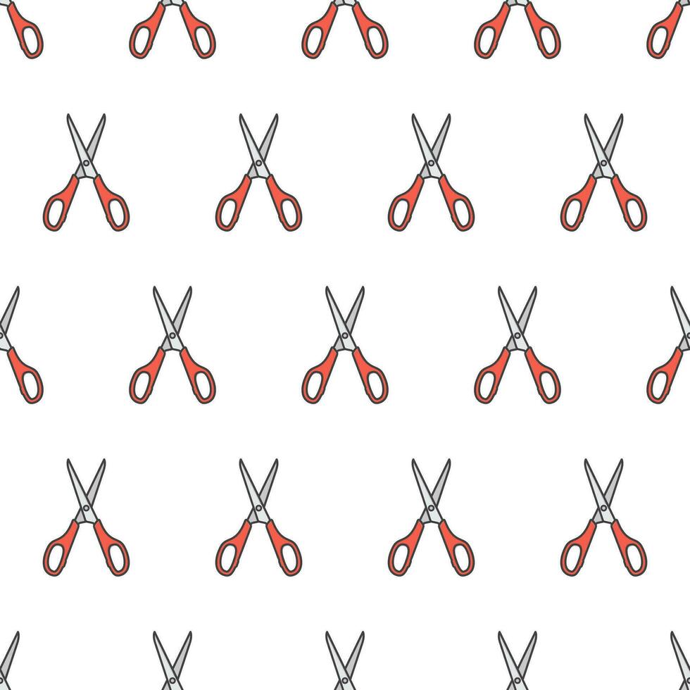 Scissors Seamless Pattern On A White Background. Scissors Theme Vector Illustration