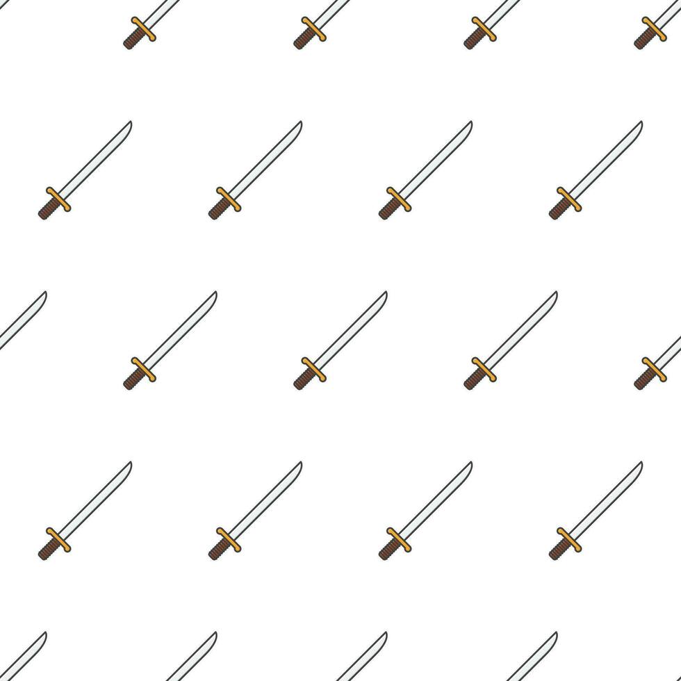 Sword Seamless Pattern On A White Background. Weapon Theme Vector Illustration