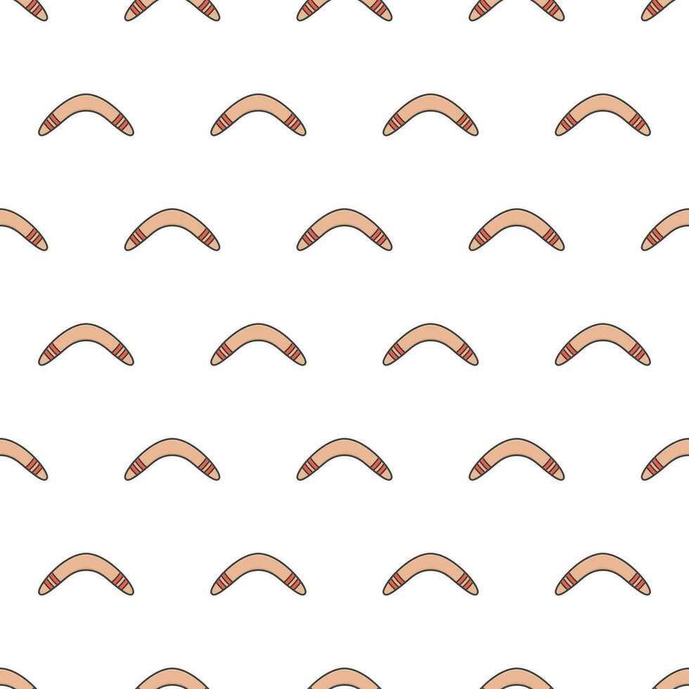 Boomerangs Seamless Pattern On A White Background. Wooden Boomerang Theme Vector Illustration