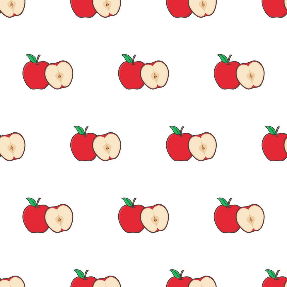 manzana rebanada sin costura modelo en un blanco antecedentes. manzana tema vector ilustración