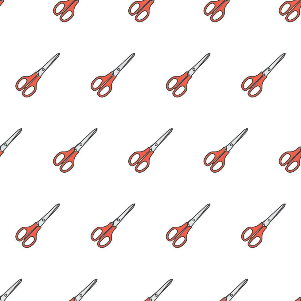 Scissors Seamless Pattern On A White Background. Scissors Icon Vector Illustration