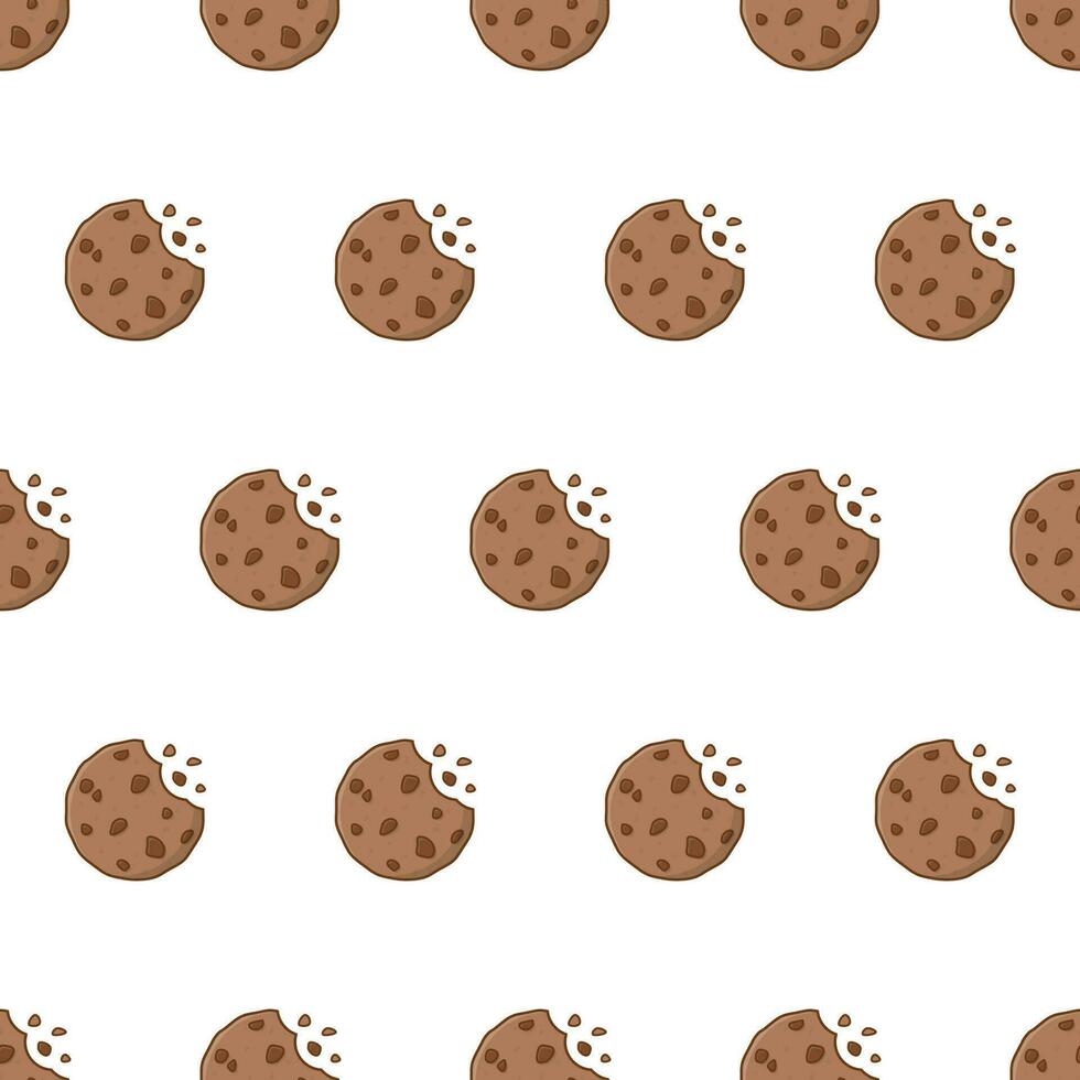Chocolate Cookies Seamless Pattern On A White Background. Cookies Pepper Vector Illustration