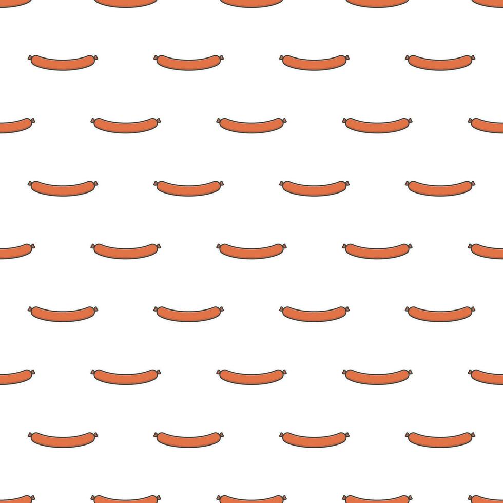 Sausage Seamless Pattern On A White Background. Sausage Theme Vector Illustration