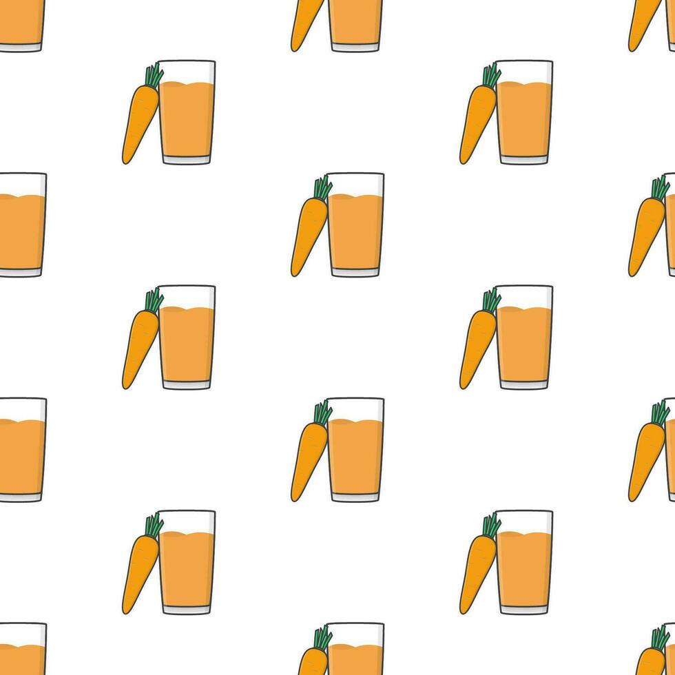 Carrot Juice Seamless Pattern On A White Background. Carrot Theme Vector Illustration