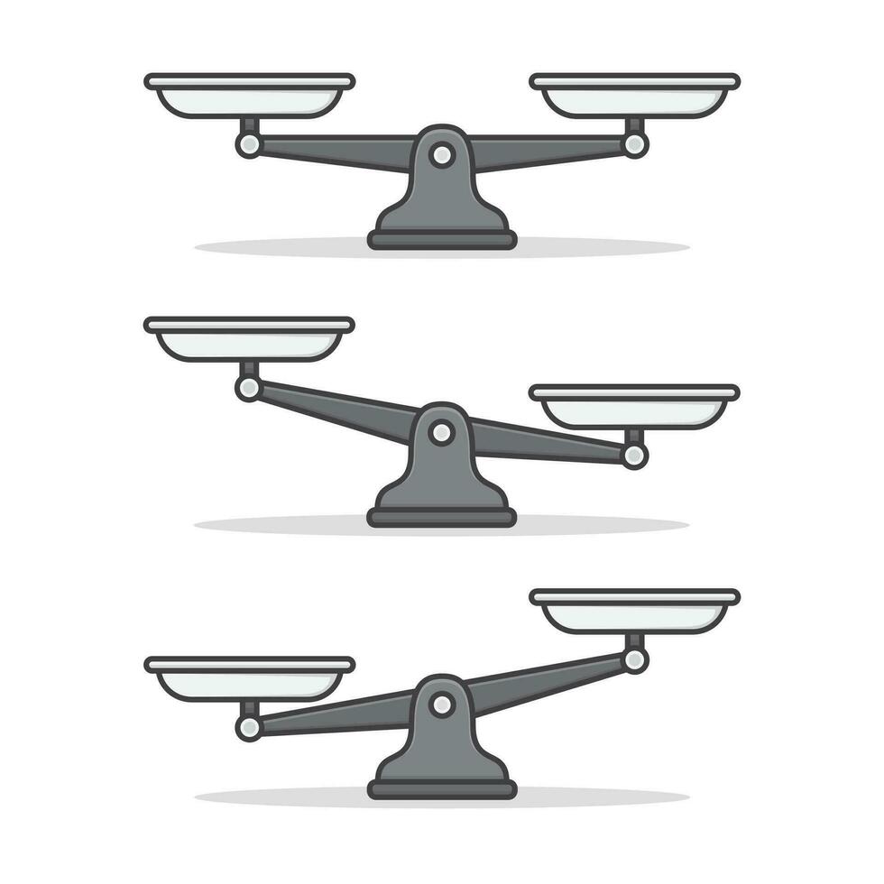 Set Of Balance Scales Vector Icon Illustration. Empty Scales Flat Icon