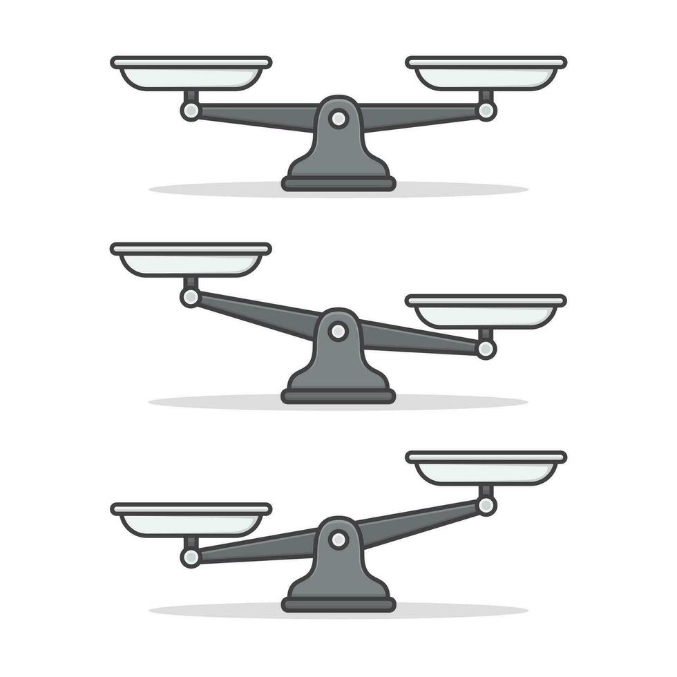 Set Of Balance Scales Vector Icon Illustration. Empty Scales Flat Icon