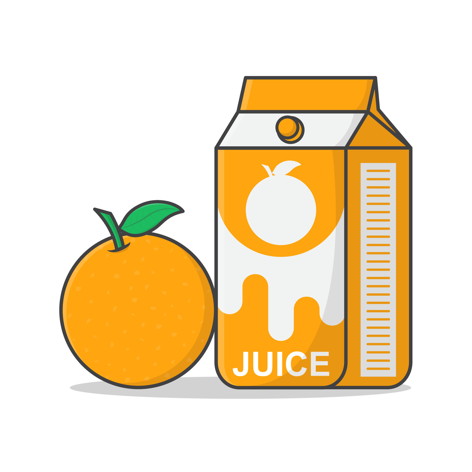 Orange Juice Box With Orange Vector Icon Illustration. Juice Cardboard