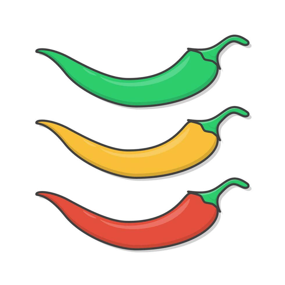 Chili Pepper Vector Icon Illustration. Set Of Chili Peppers Flat Icon