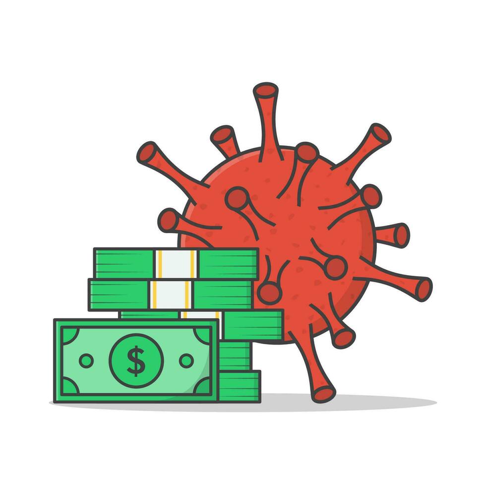 Coronavirus Quarantine Economy Vector Icon Illustration. Money With Virus Flat Icon