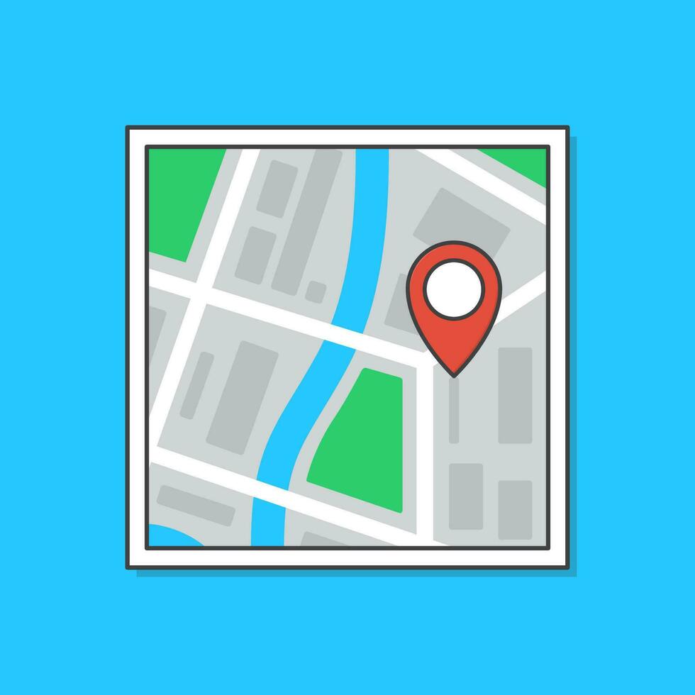 City Map With A Pointer Showing Location Vector Icon Illustration. Navigation Concept Flat Icon