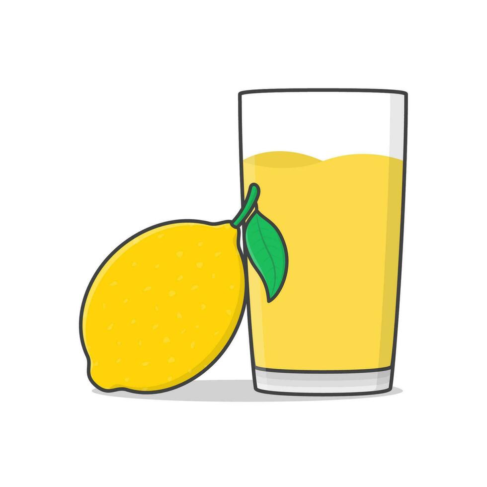 limón jugo con limón vector icono ilustración. vaso de limón jugo plano icono