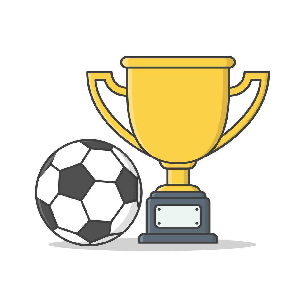 oro taza con un fútbol americano pelota vector icono ilustración. deporte torneo premio plano icono