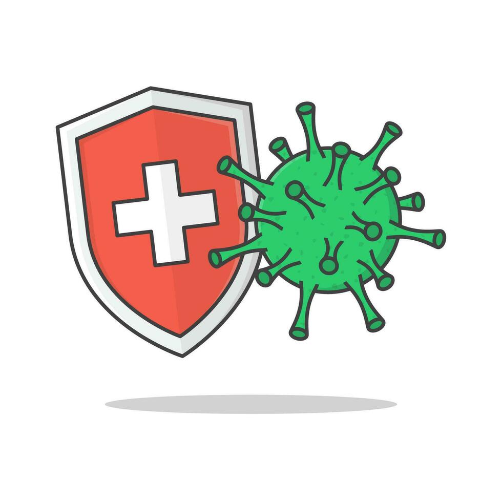 Antibacterial Or Anti Virus Shield Protection Vector Icon Illustration. Coronavirus Protection Flat Icon