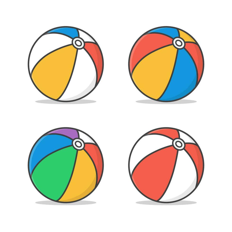 Beach Ball Vector Icon Illustration. Rainbow Ball.  Colored Beachball. Concept Of Summer Holiday