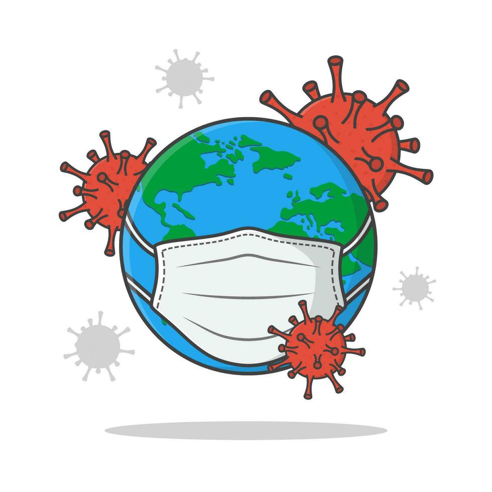 Corona Virus Around Earth Vector Icon Illustration. Coronavirus Attacking World Flat Icon