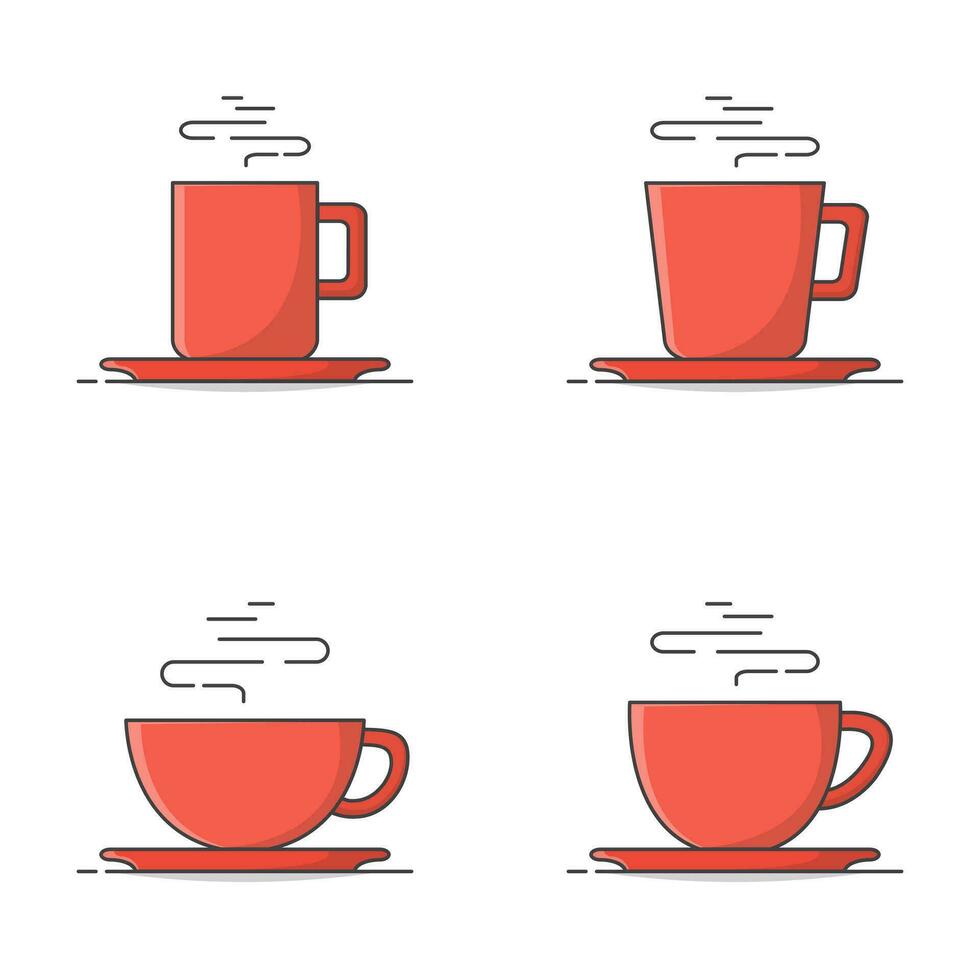 Tea Cup Or Coffee Cup With Saucer Vector Icon Illustration