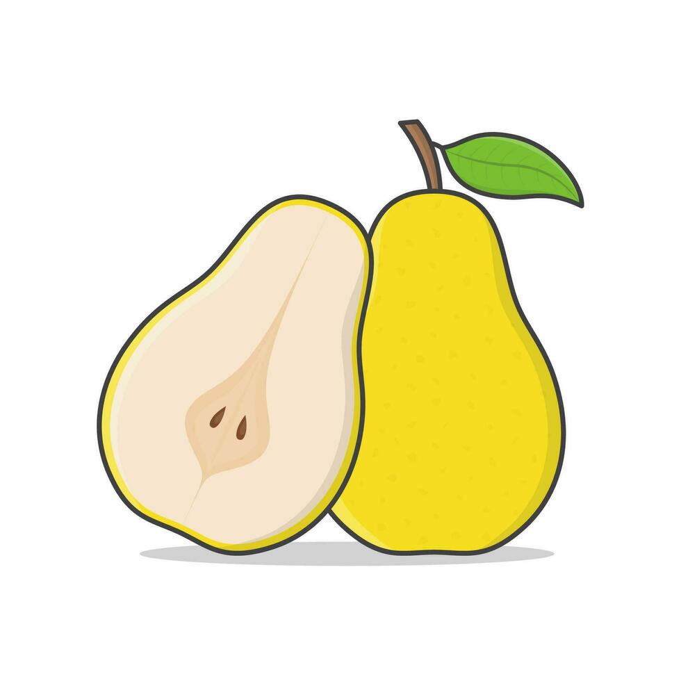 todo y rebanada de Pera vector icono ilustración. Pera Fruta plano icono