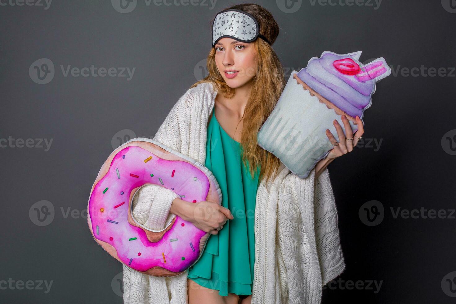 young beautiful woman in sleepwear pajamas photo