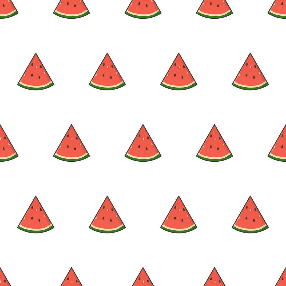 Watermelon Slice Seamless Pattern On A White Background. Slice Watermelon Theme Vector Illustration