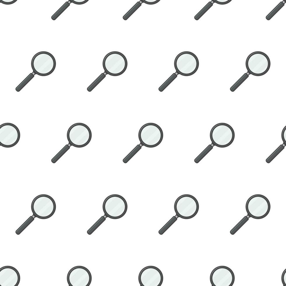 Magnifying Glass Seamless Pattern On A White Background. Magnifier Theme Vector Illustration