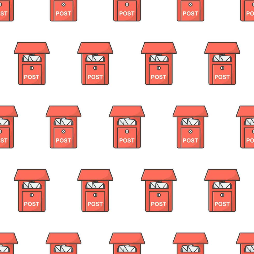 Mailbox Seamless Pattern On A White Background. Post Office Box Theme Vector Illustration