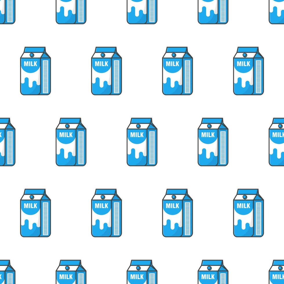 Milk Carton Boxes Seamless Pattern On A White Background. Drink Milk Product Theme Vector Illustration