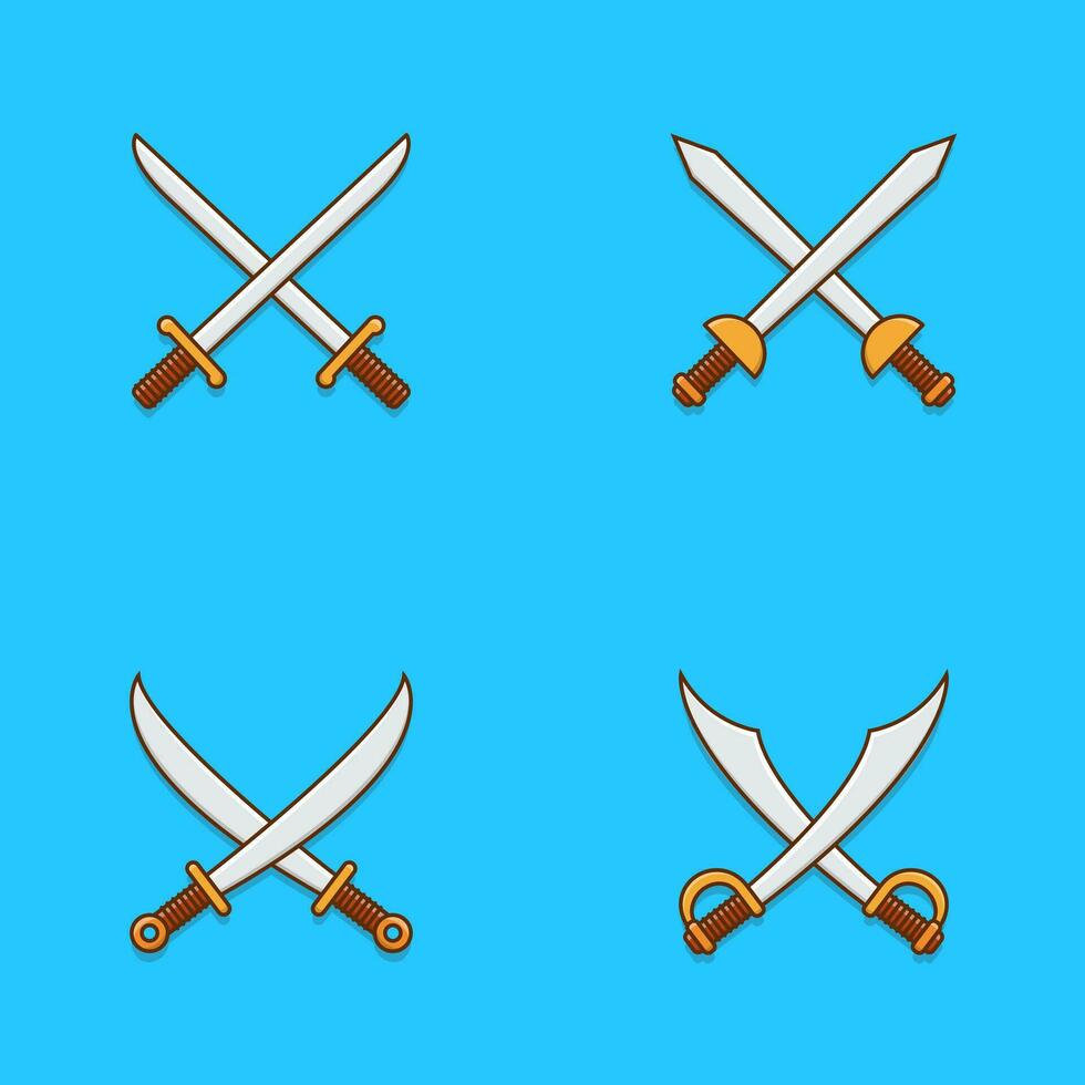 cruzado espadas vector icono ilustración. hermosa dos espadas espada icono