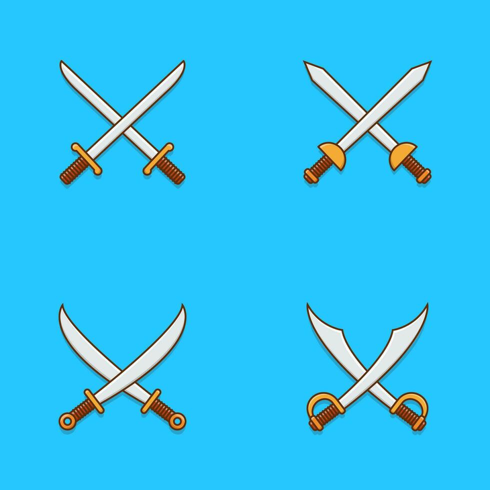 Trendy Crossed Sword 13895378 Vector Art at Vecteezy