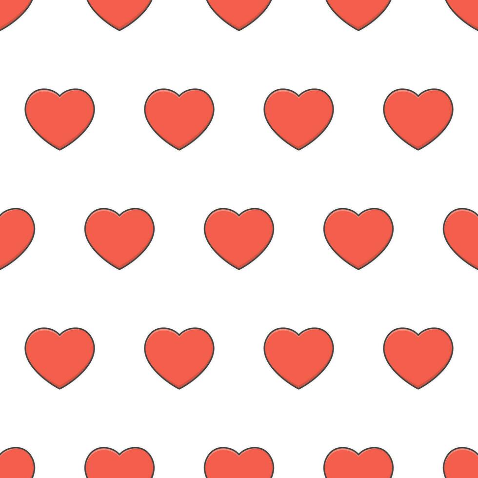 Love Heart Seamless Pattern On A White Background. Red Heart Theme Vector Illustration