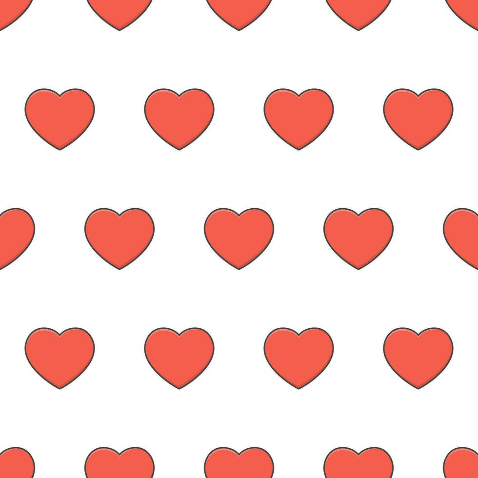 Love Heart Seamless Pattern On A White Background. Red Heart Theme Vector Illustration