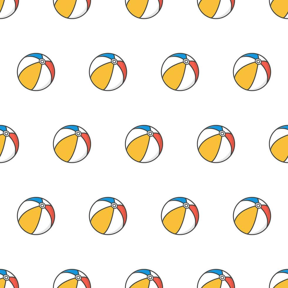 Beach Ball Seamless Pattern On A White Background. Summer Holiday Theme Vector Illustration