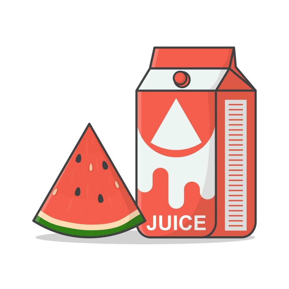 Watermelon Juice Box With Orange Vector Icon Illustration. Juice Cardboard Packaging. Juice Drink Container