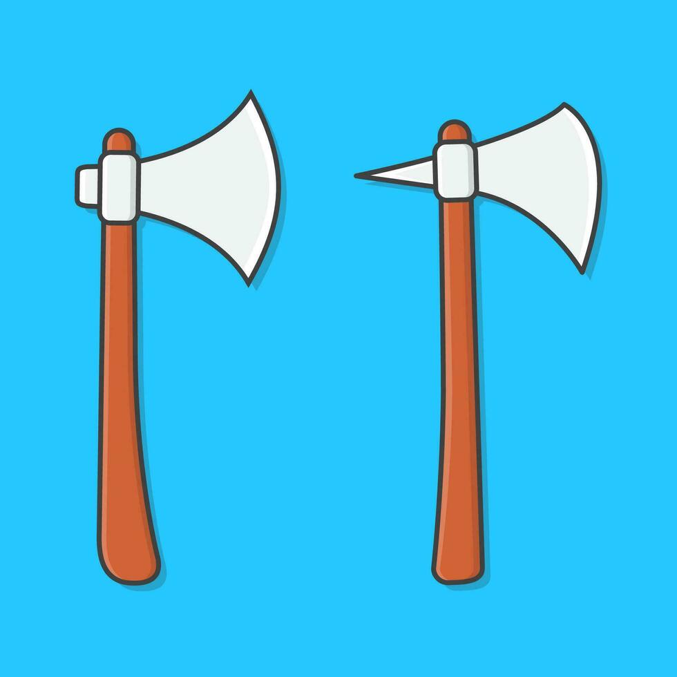 Stone Axes Vector Icon Illustration. Beautiful Two Axes Flat Icon