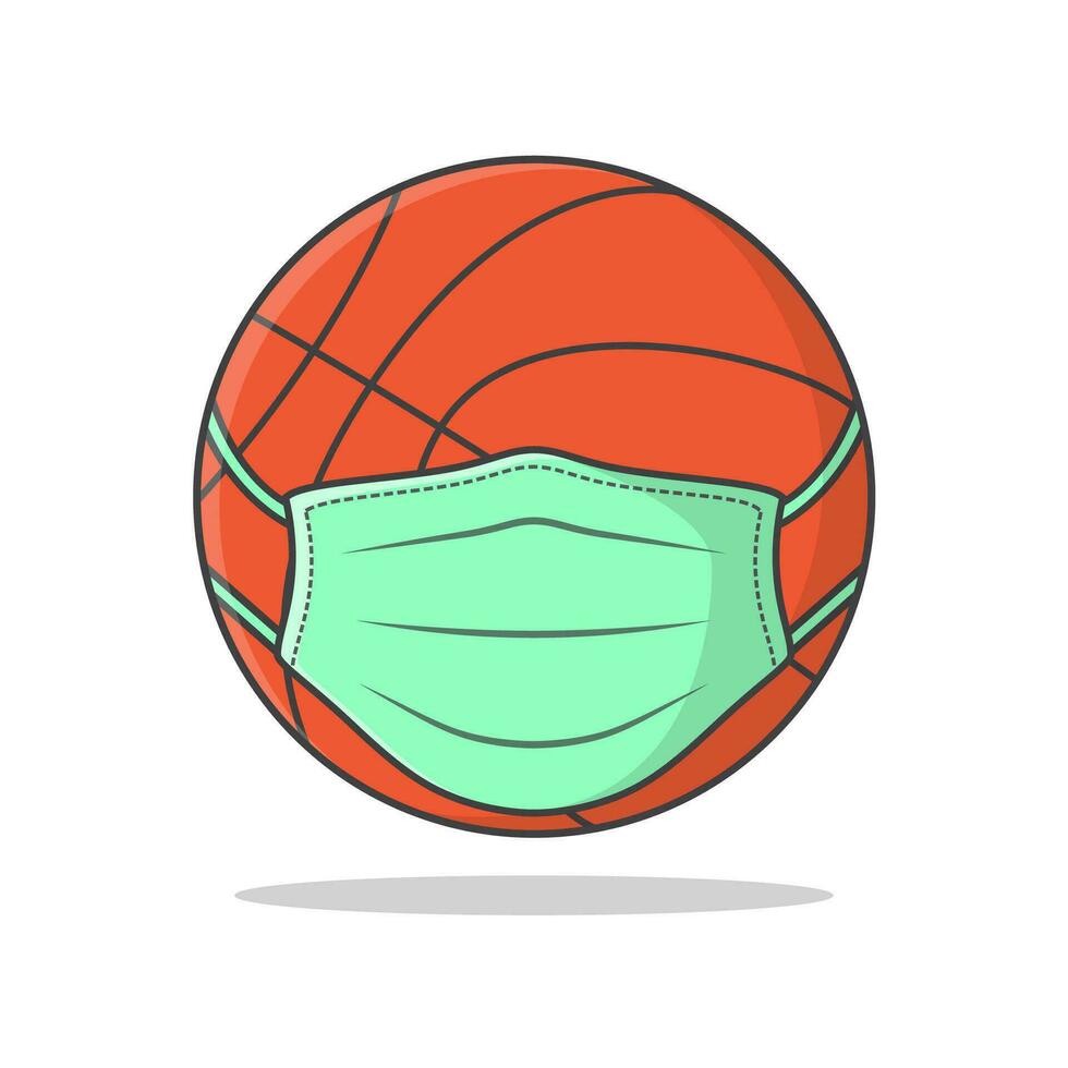 baloncesto pelota en médico cara máscara vector icono ilustración. pelota en máscara plano icono