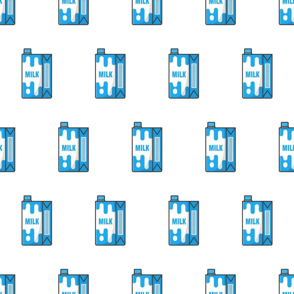 Drink Milk Product Seamless Pattern On A White Background. Milk Carton Boxes Theme Vector Illustration