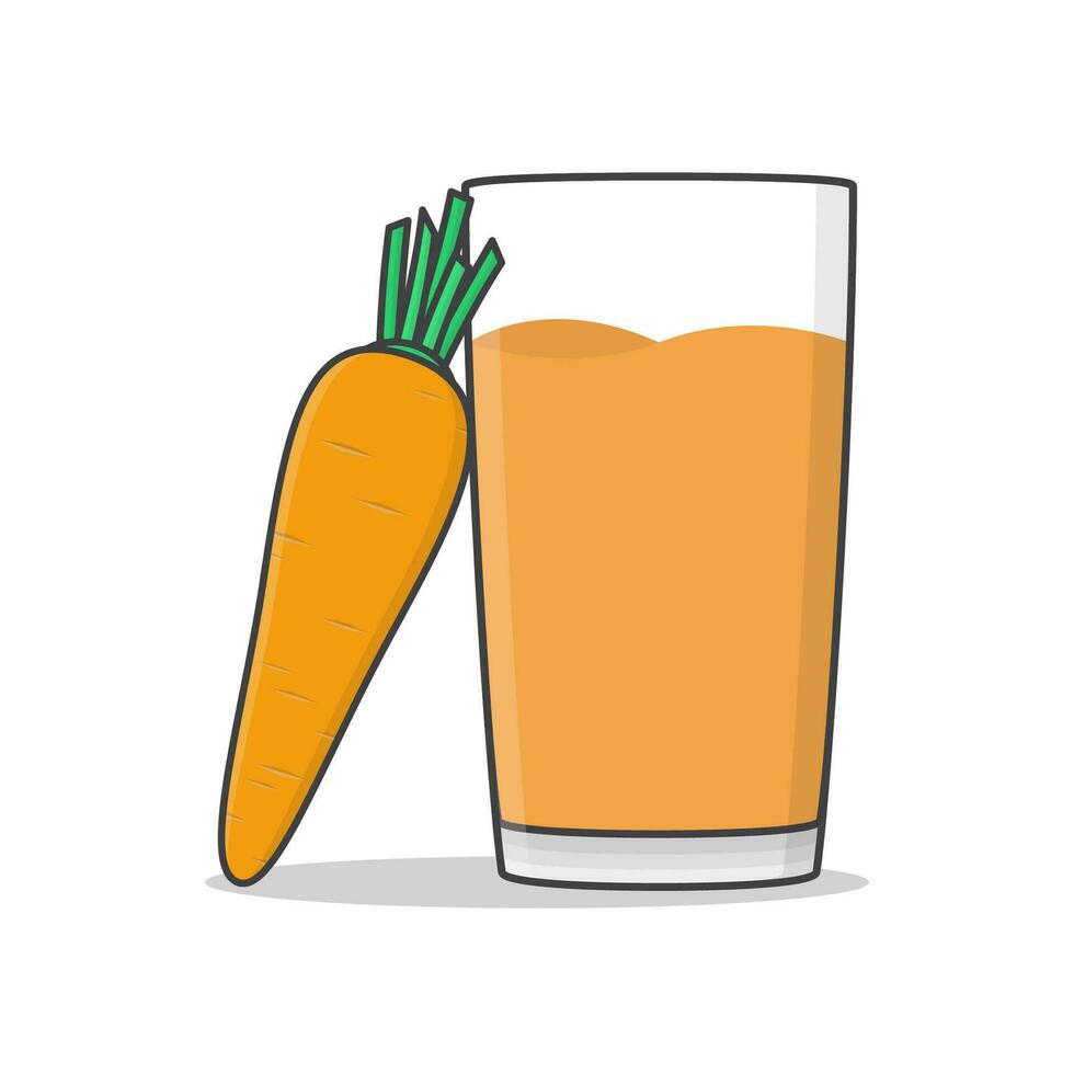Carrot Juice With Carrot Vector Icon Illustration. Glass Of Carrot Smoothie Flat Icon