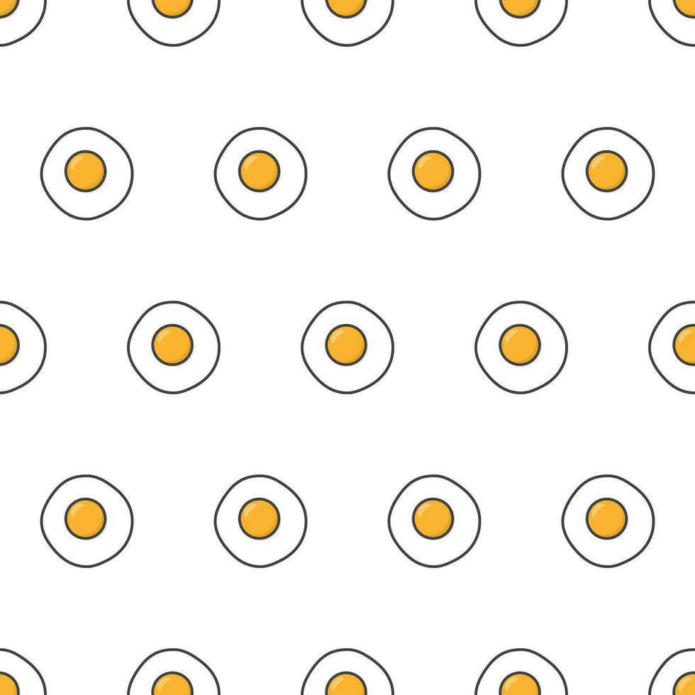 Fried Eggs Seamless Pattern On A White Background. Omelette Egg Theme Vector Illustration