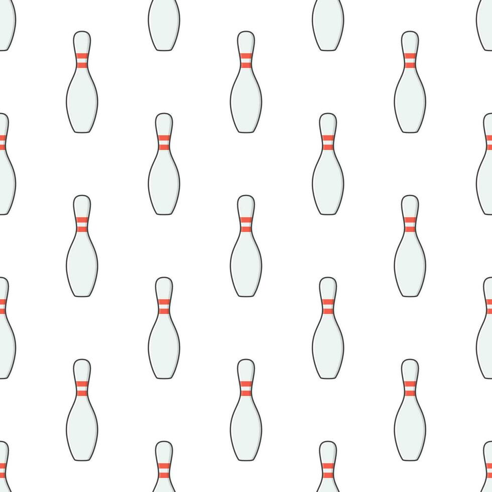 Bowling Pin Seamless Pattern On A White Background. Bowling Theme Vector Illustration