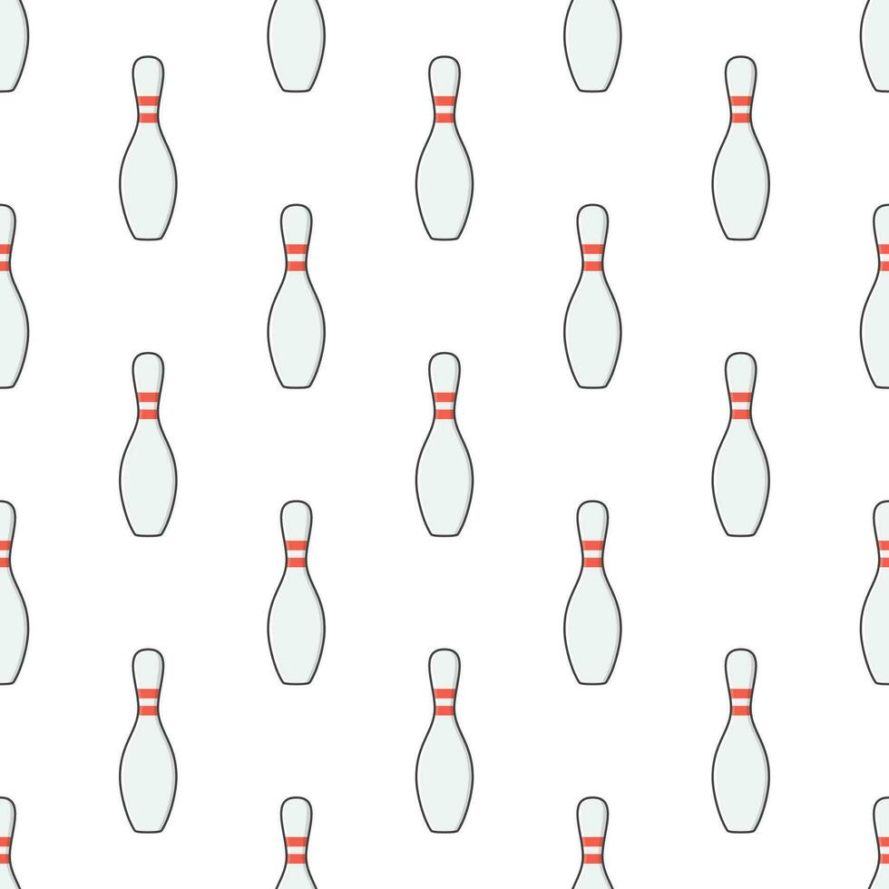 Bowling Pin Seamless Pattern On A White Background. Bowling Theme Vector Illustration