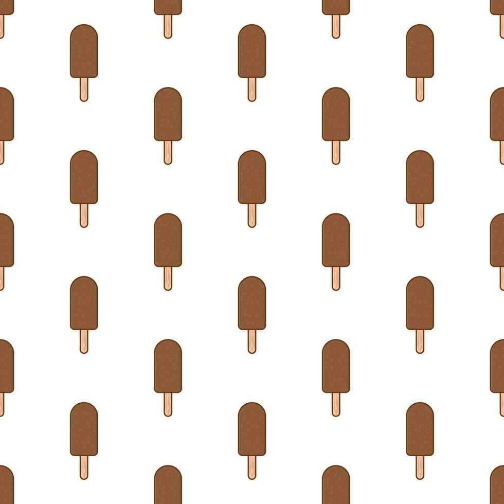 Chocolate Ice Cream Seamless Pattern On A White Background. Ice Cream Theme Vector Illustration