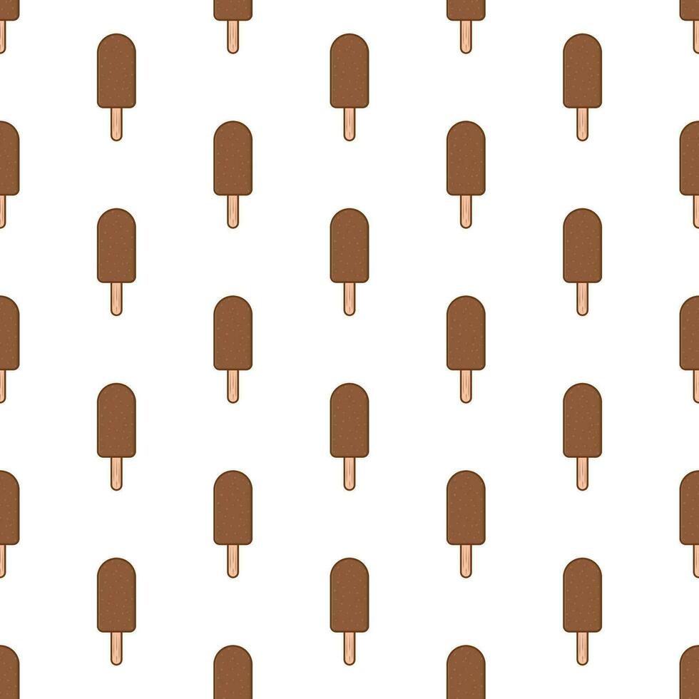 Chocolate Ice Cream Seamless Pattern On A White Background. Ice Cream Theme Vector Illustration