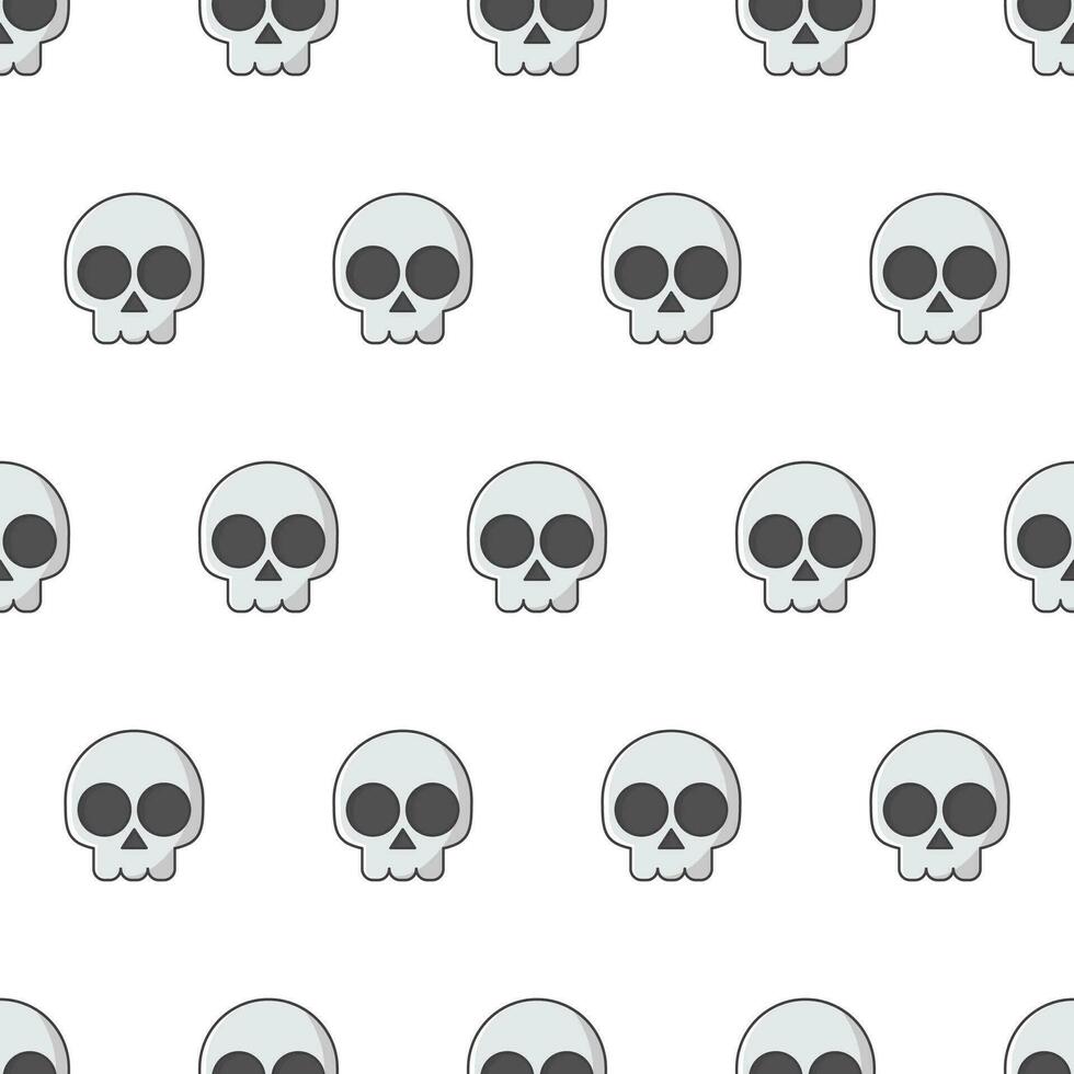 Skull Seamless Pattern On A White Background. Pirate Emblem Theme Vector Illustration