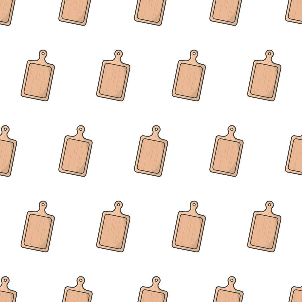 Cutting Board Seamless Pattern On A White Background. Kitchen Utensil Theme Vector Illustration