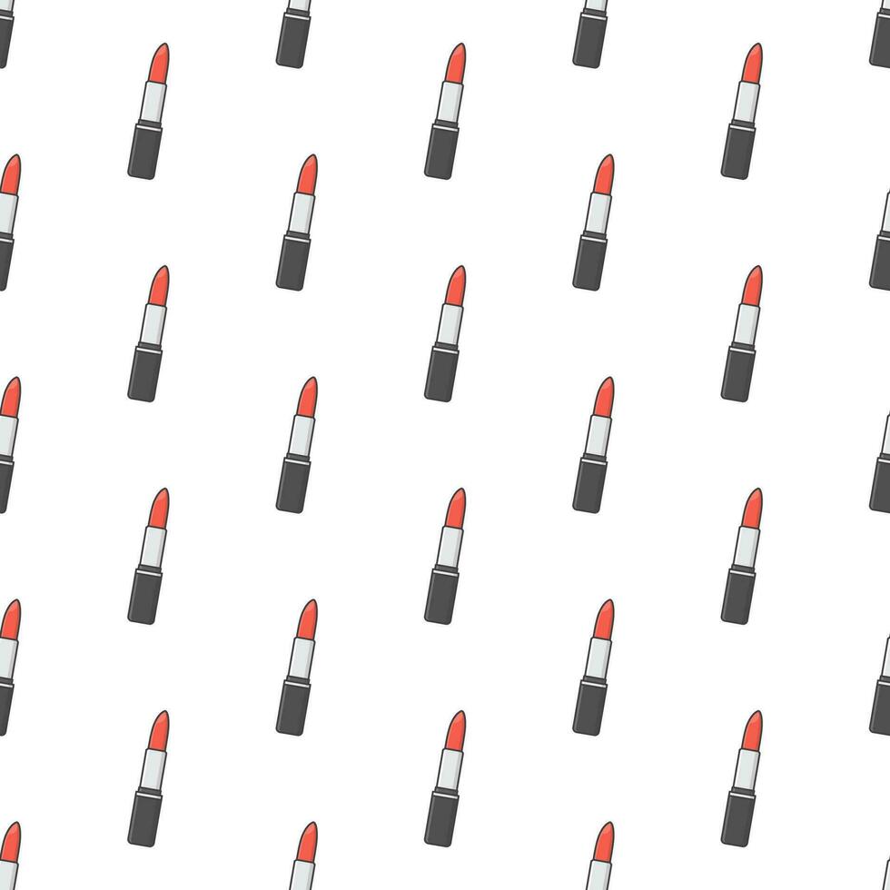 Lipsticks Seamless Pattern On A White Background. Make Up Beauty Theme Vector Illustration